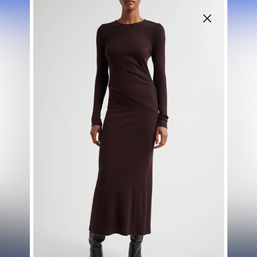 Reiss Sloane Long Sleeve Wool Body-Con Dress XL in Berry